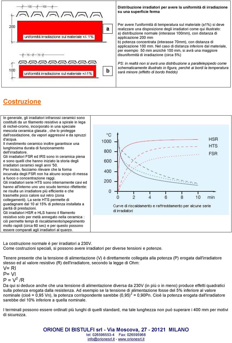 Nel caso di distanza inferiore dal materiale, per esempio 50 mm anzichè 100 mm, si avrà una maggiore disuniformità di irradiazione (circa 5%) PS: in realtà non si avrà una distribuzione a