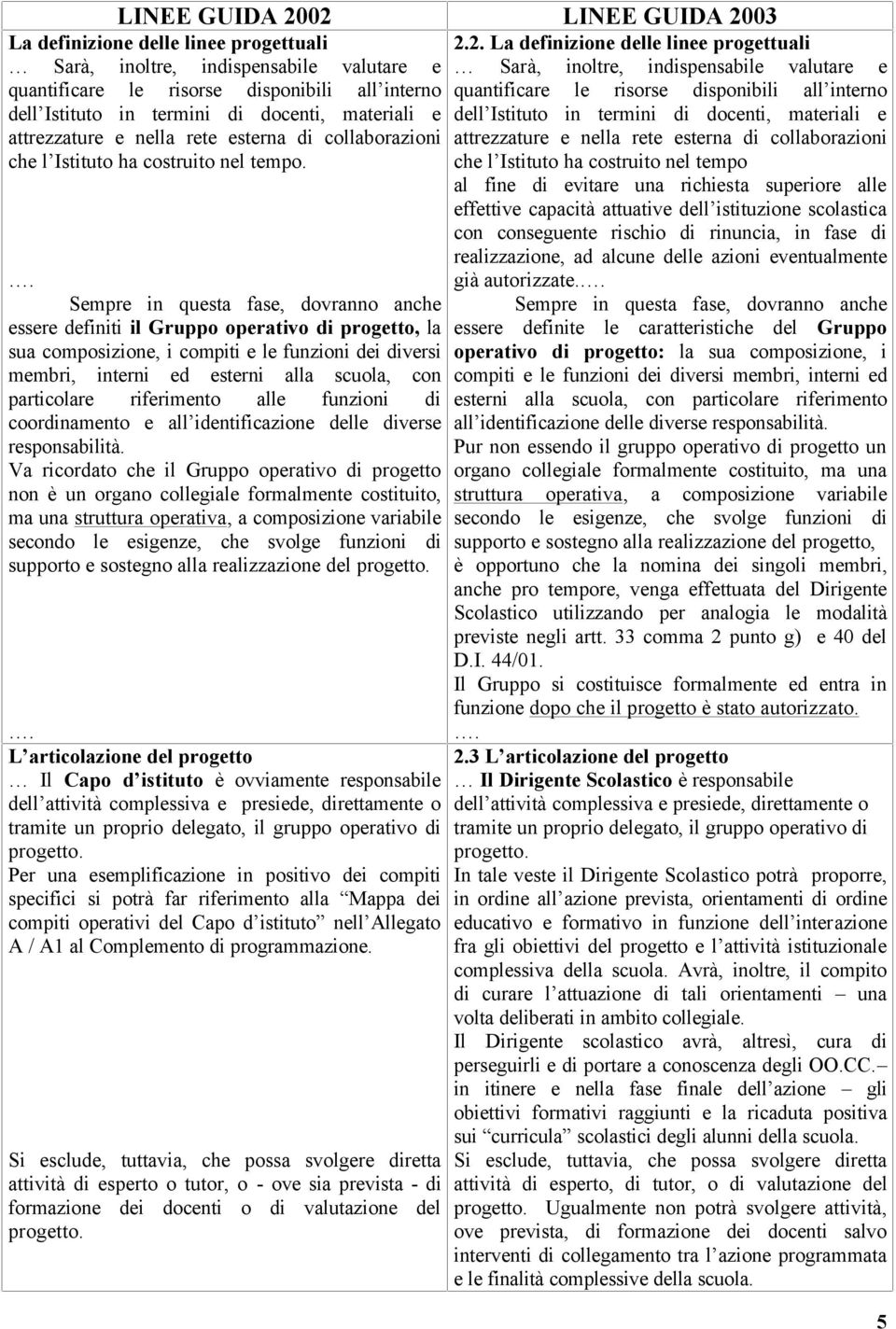 . Sempre in questa fase, dovranno anche essere definiti il Gruppo operativo di progetto, la sua composizione, i compiti e le funzioni dei diversi membri, interni ed esterni alla scuola, con