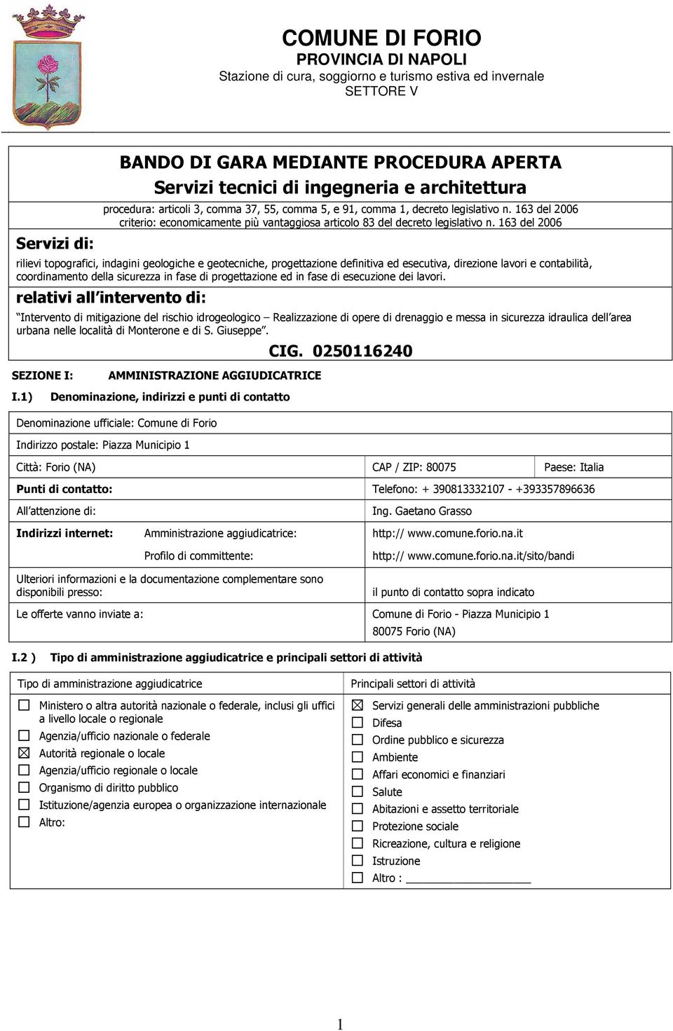 163 del 2006 rilievi topografici, indagini geologiche e geotecniche, progettazione definitiva ed esecutiva, direzione lavori e contabilità, coordinamento della sicurezza in fase di progettazione ed