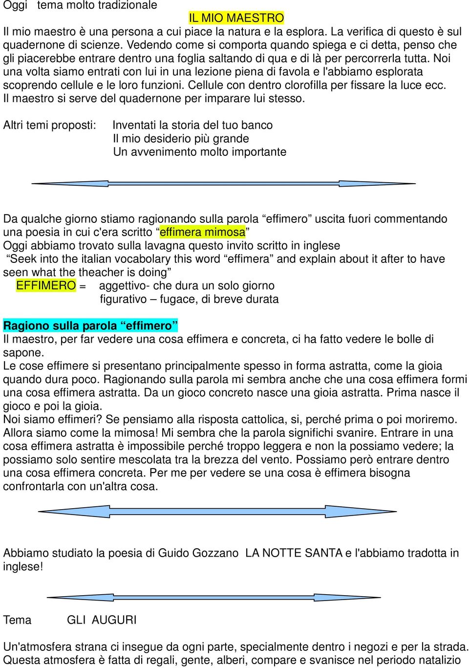 Noi una volta siamo entrati con lui in una lezione piena di favola e l'abbiamo esplorata scoprendo cellule e le loro funzioni. Cellule con dentro clorofilla per fissare la luce ecc.