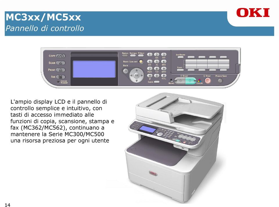 alle funzioni di copia, scansione, stampa e fax (MC362/MC562),