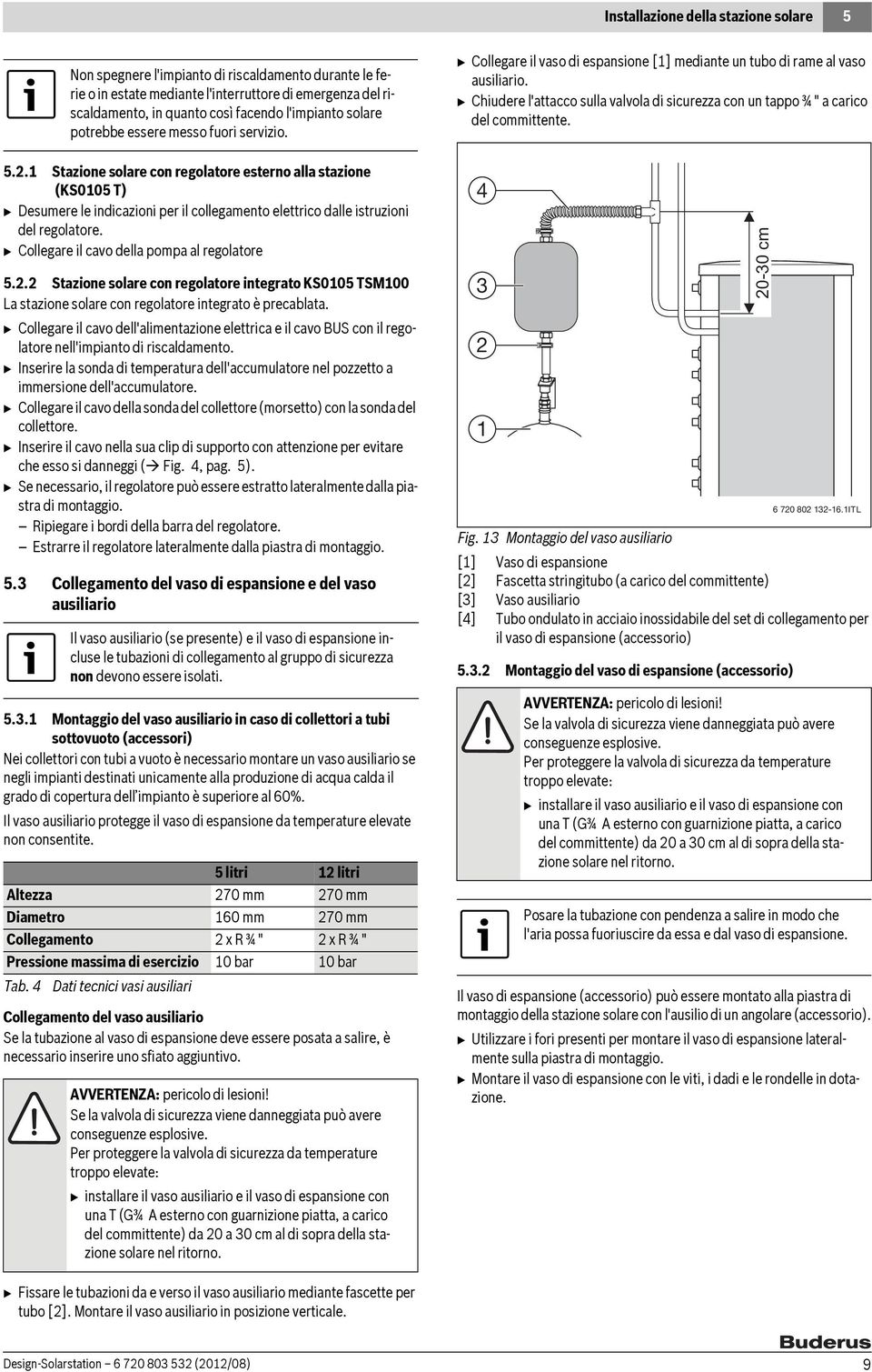 B Collegare il cavo della pompa al regolatore 5.. Stazione solare con regolatore integrato KS005 TSM00 La stazione solare con regolatore integrato è precablata.