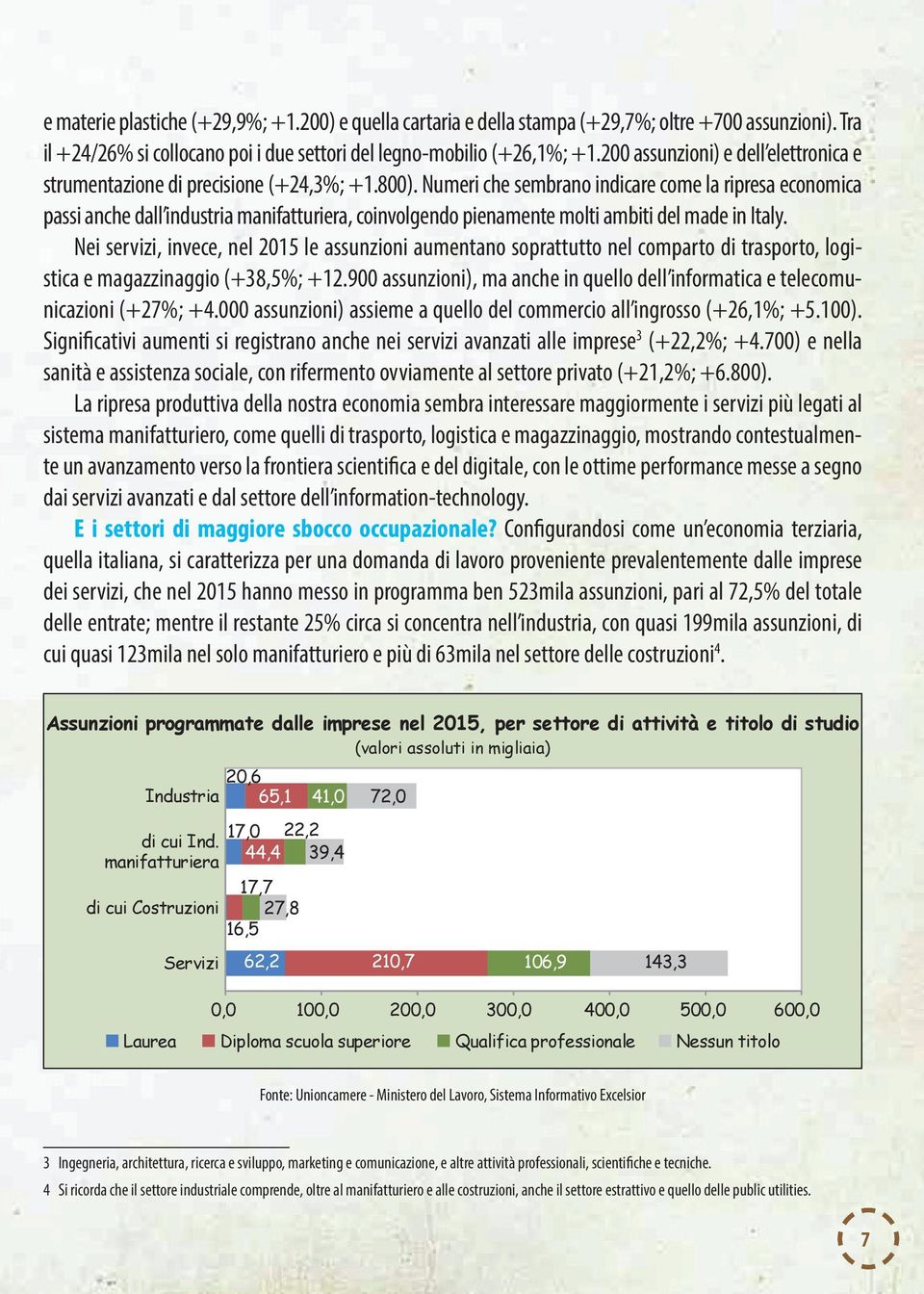 Numeri che sembrano indicare come la ripresa economica passi anche dall industria manifatturiera, coinvolgendo pienamente molti ambiti del made in Italy.