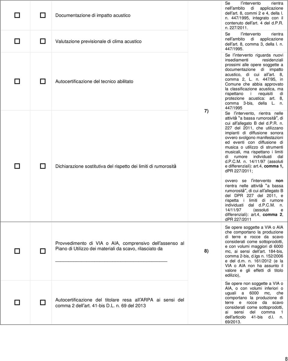 Se l intervento rientra nell ambito di applicazione dell art. 8, comma 3, della l. n. 447/1995.