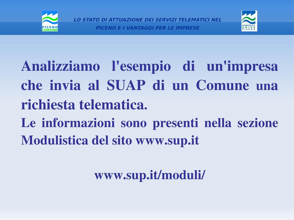 invia al SUAP di un Comune una richiestatelematica.