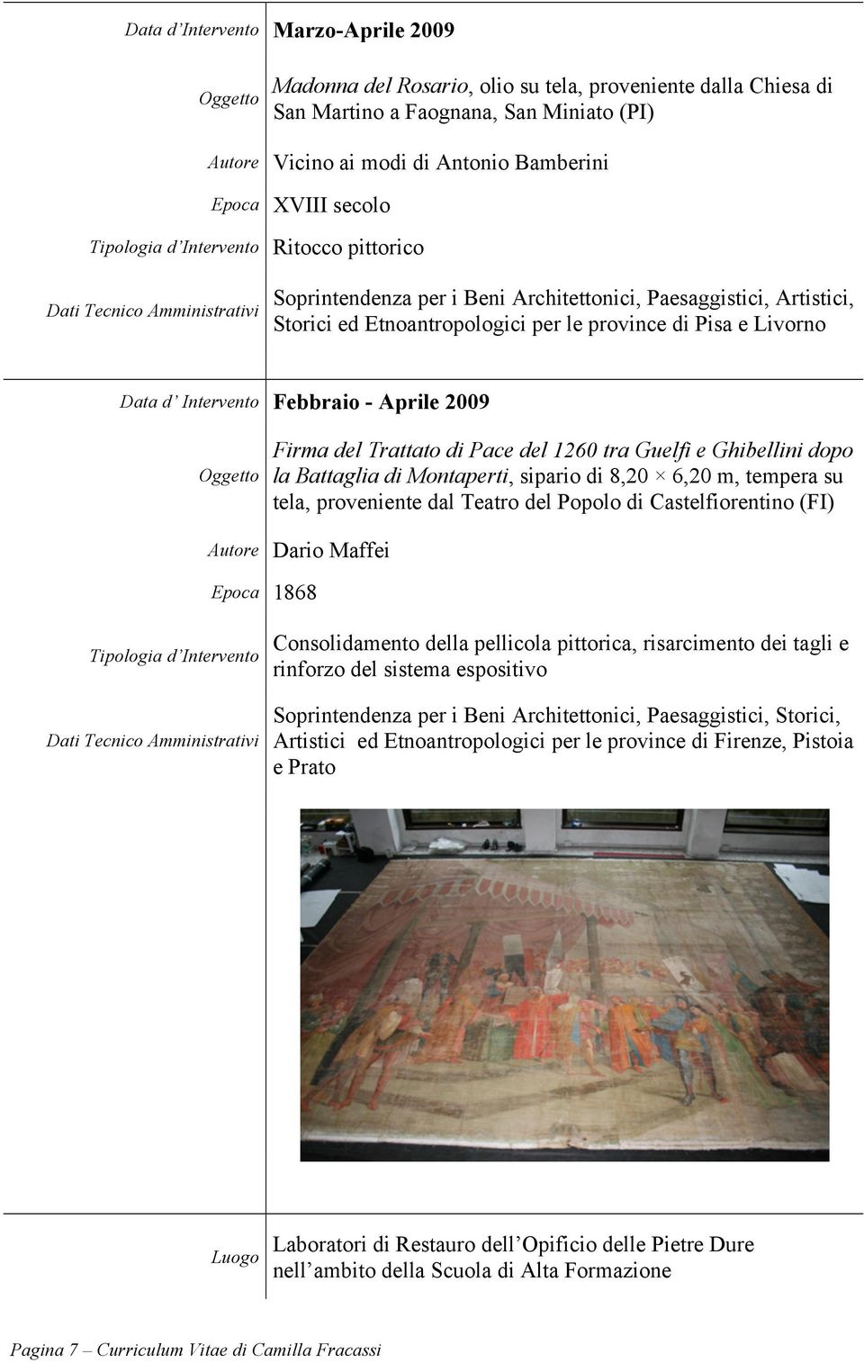 Firma del Trattato di Pace del 1260 tra Guelfi e Ghibellini dopo la Battaglia di Montaperti, sipario di 8,20 6,20 m, tempera su tela, proveniente dal Teatro del Popolo di Castelfiorentino (FI) Autore