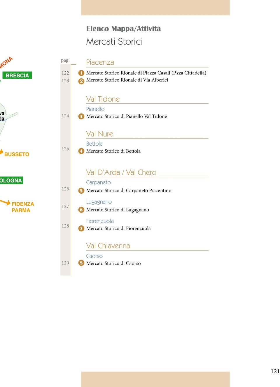 Tidone 125 4 Val Nure Bettola Mercato Storico di Bettola 126 127 128 5 6 7 Val D Arda / Val Chero Carpaneto Mercato