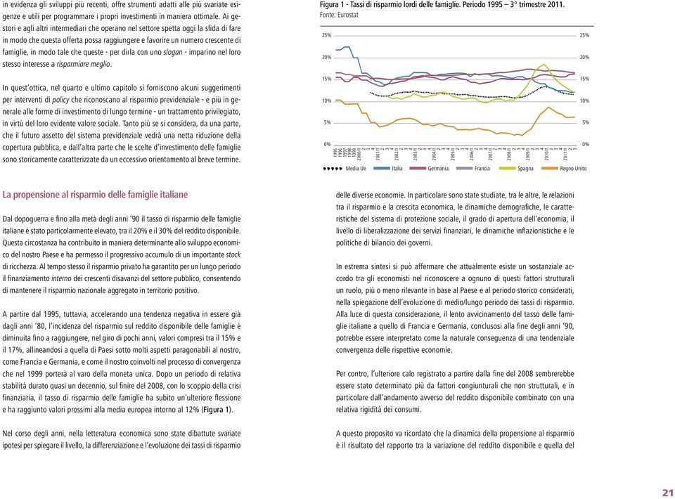 queste - per dirla con uno slogan - imparino nel loro stesso interesse a risparmiare meglio. Figura 1 - Tassi di risparmio lordi delle famiglie. Periodo 1995 3 trimestre 211.