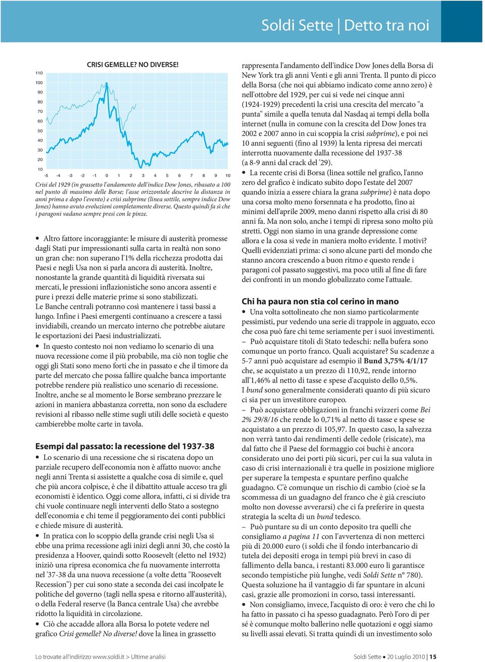 prima e dopo l'evento) e crisi subprime (linea sottile, sempre indice Dow Jones) hanno avuto evoluzioni completamente diverse. Questo quindi fa sì che i paragoni vadano sempre presi con le pinze.