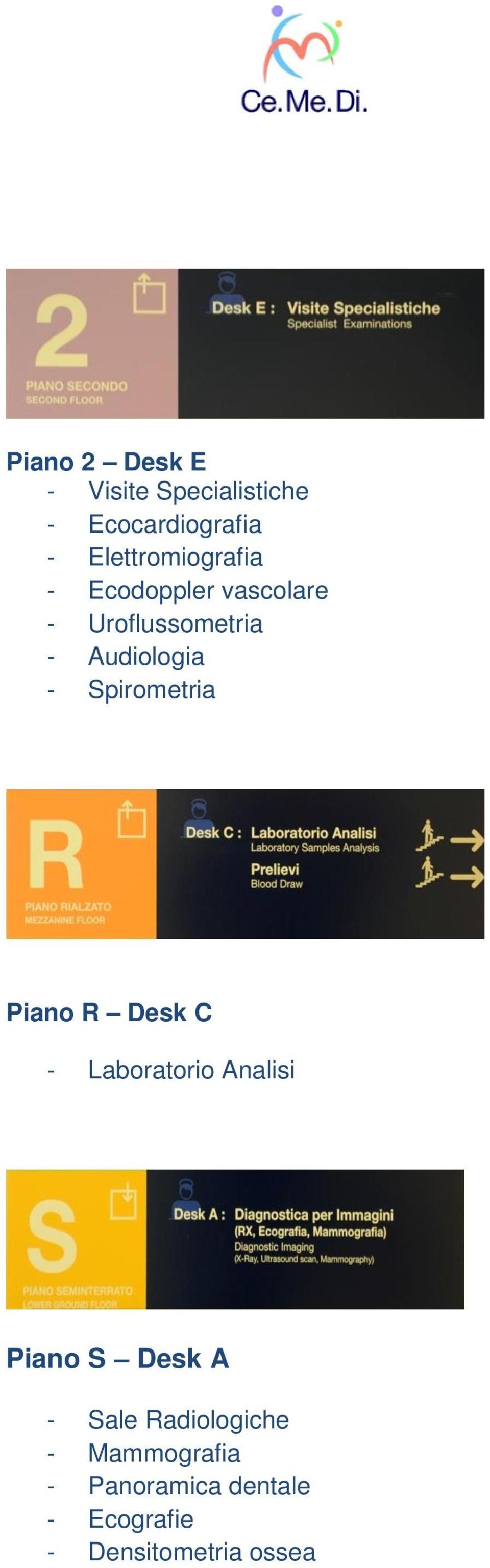 - Spirometria Piano R Desk C - Laboratorio Analisi Piano S Desk A -