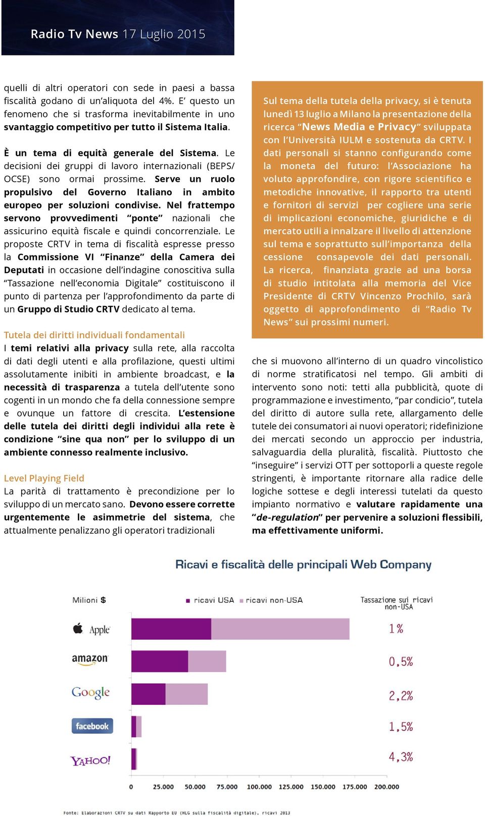 Le decisioni dei gruppi di lavoro internazionali (BEPS/ OCSE) sono ormai prossime. Serve un ruolo propulsivo del Governo Italiano in ambito europeo per soluzioni condivise.