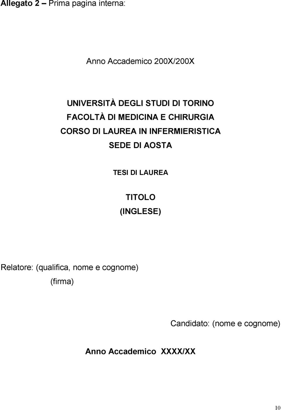 INFERMIERISTICA SEDE DI AOSTA TESI DI LAUREA TITOLO (INGLESE) Relatore: