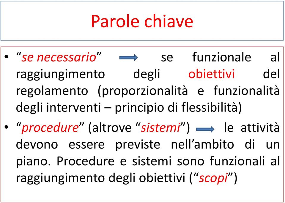 flessibilità) procedure (altrove sistemi ) le attività devono essere previste nell