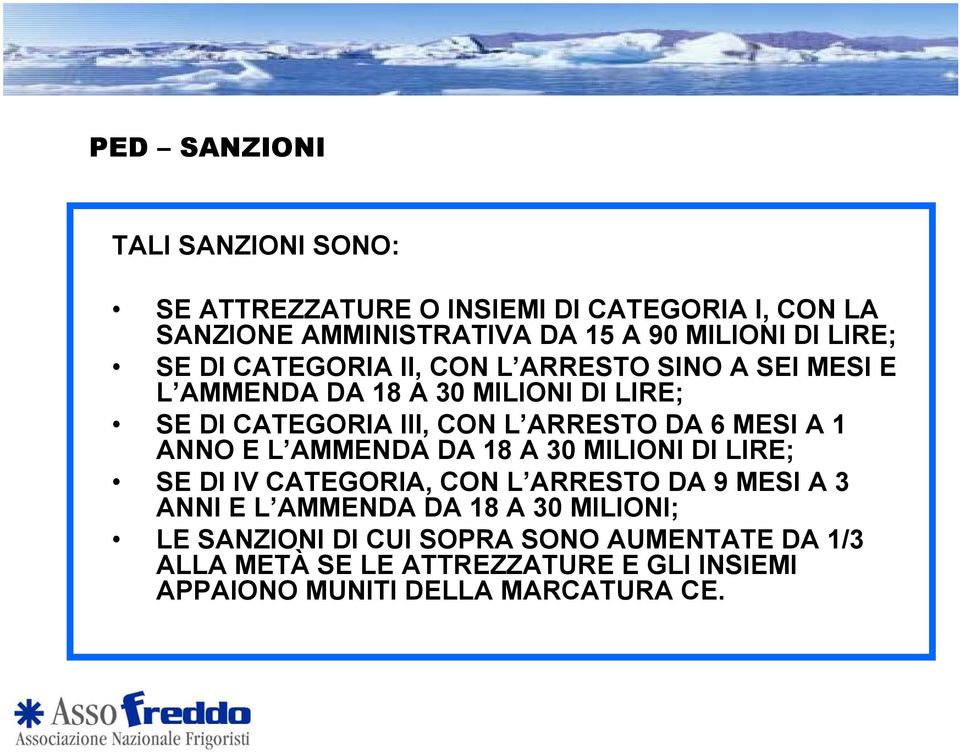 DA 6 MESI A 1 ANNO E L AMMENDA DA 18 A 30 MILIONI DI LIRE; SE DI IV CATEGORIA, CON L ARRESTO DA 9 MESI A 3 ANNI E L AMMENDA DA 18 A