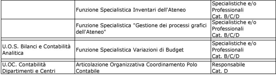 dell'ateneo Funzione Specialistica "Gestione dei processi grafici