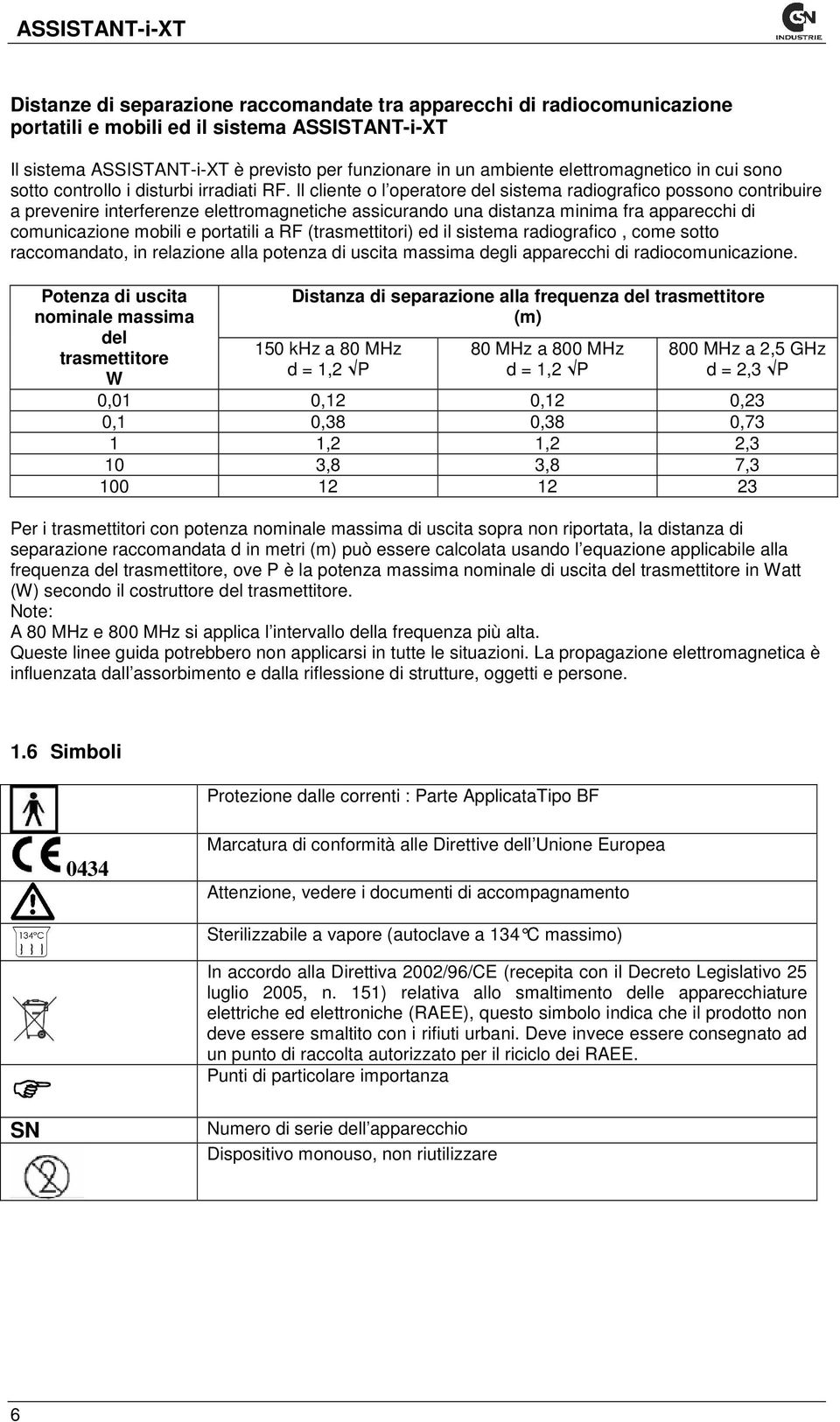 Il cliente o l operatore del sistema radiografico possono contribuire a prevenire interferenze elettromagnetiche assicurando una distanza minima fra apparecchi di comunicazione mobili e portatili a