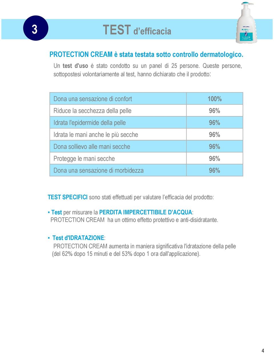 anche le più secche Dona sollievo alle mani secche Protegge le mani secche Dona una sensazione di morbidezza 100% TEST SPECIFICI sono stati effettuati per valutare l efficacia del prodotto: Test per