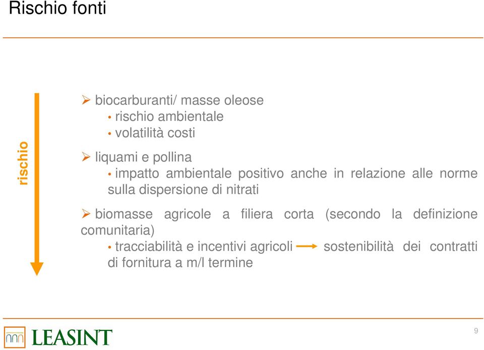 dispersione di nitrati biomasse agricole a filiera corta (secondo la definizione