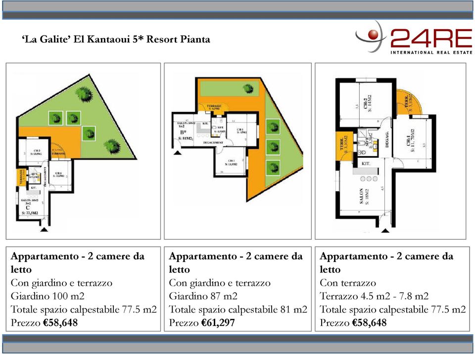 5 m2 Prezzo 58,648 Appartamento - 2 camere da letto Con giardino e terrazzo Giardino 87 m2 Totale