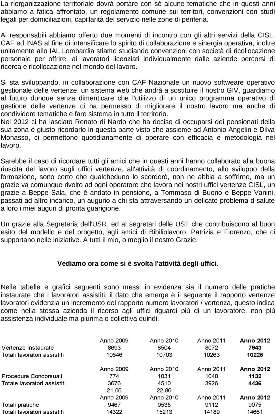 Ai responsabili abbiamo offerto due momenti di incontro con gli altri servizi della CISL, CAF ed INAS al fine di intensificare lo spirito di collaborazione e sinergia operativa, inoltre unitamente