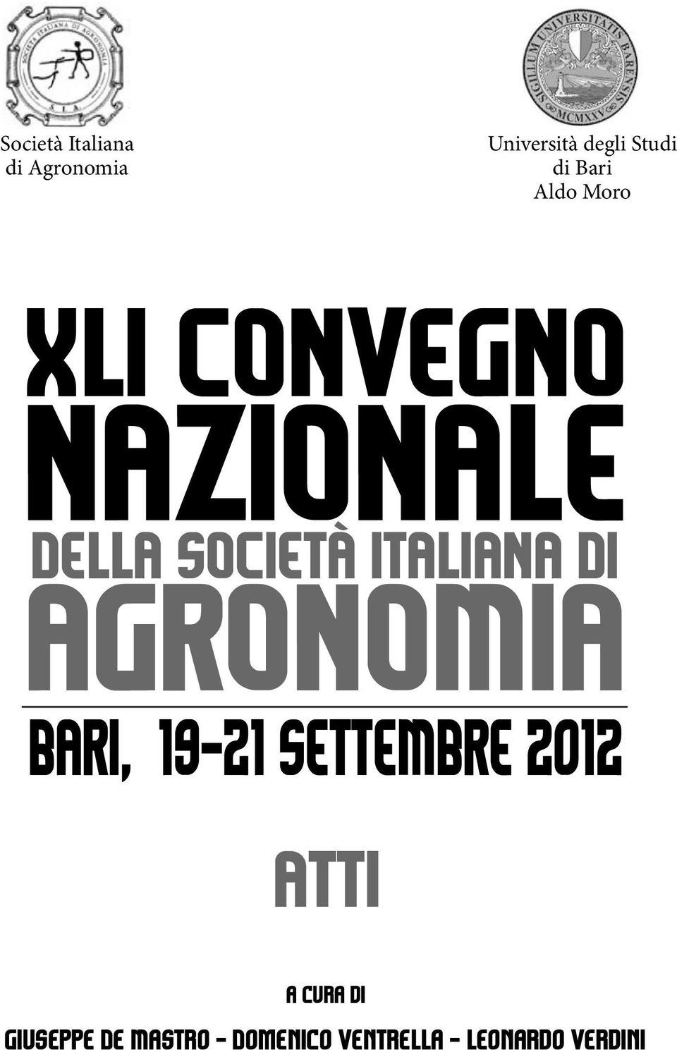 ITALIANA DI AGRONOMIA BARI, 19-21 SETTEMBRE 2012 ATTI a