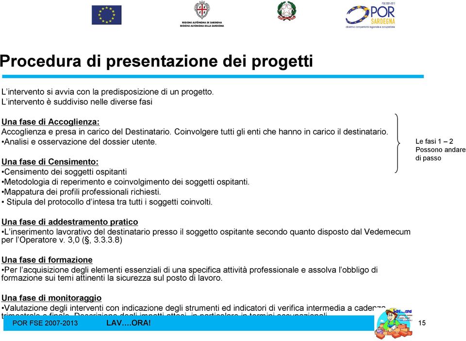 Analisi e osservazione del dossier utente. Una fase di Censimento: Censimento dei soggetti ospitanti Metodologia di reperimento e coinvolgimento dei soggetti ospitanti.