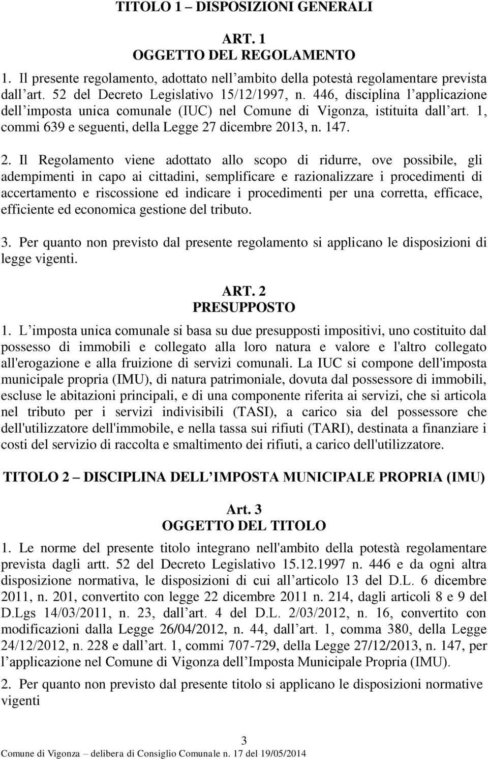 1, commi 639 e seguenti, della Legge 27