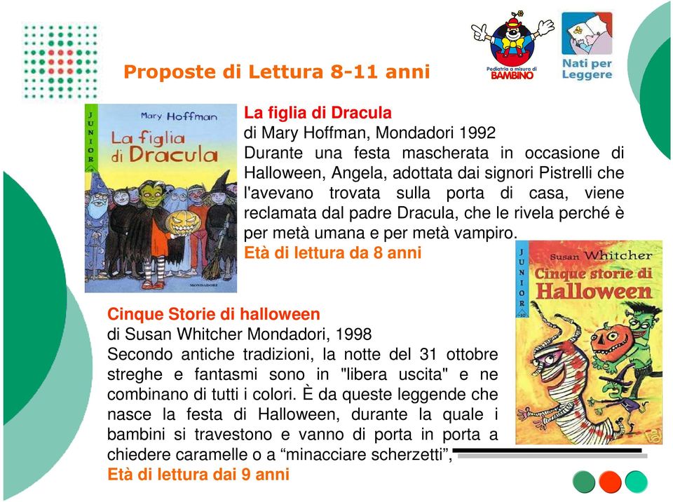 Età di lettura da 8 anni Cinque Storie di halloween di Susan Whitcher Mondadori, 1998 Secondo antiche tradizioni, la notte del 31 ottobre streghe e fantasmi sono in "libera uscita"