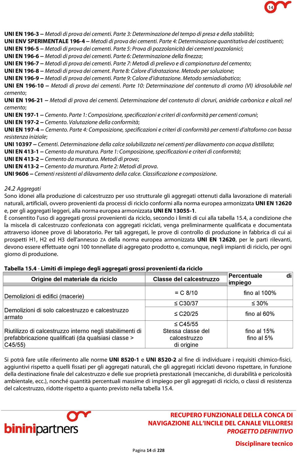 Parte 6: Determinazione della finezza; UNI EN 196-7 Metodi di prova dei cementi. Parte 7: Metodi di prelievo e di campionatura del cemento; UNI EN 196-8 Metodi di prova dei cement.