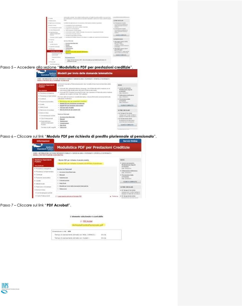 Passo 6 Cliccare sul link Modulo PDF per richiesta