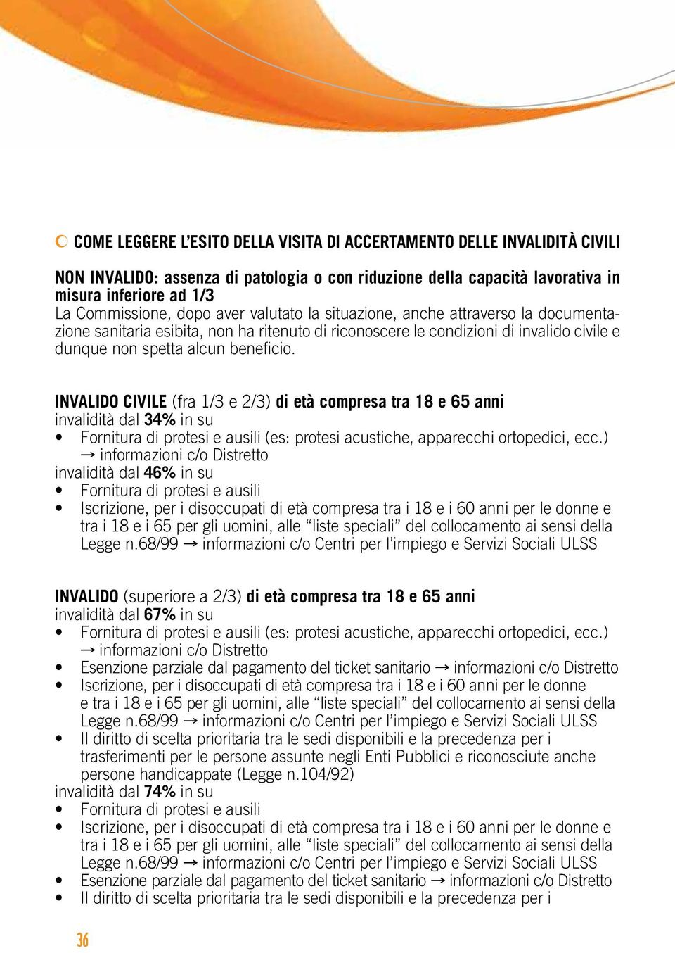 INVALIDO CIVILE (fra 1/3 e 2/3) di età compresa tra 18 e 65 anni invalidità dal 34% in su (es: protesi acustiche, apparecchi ortopedici, ecc.