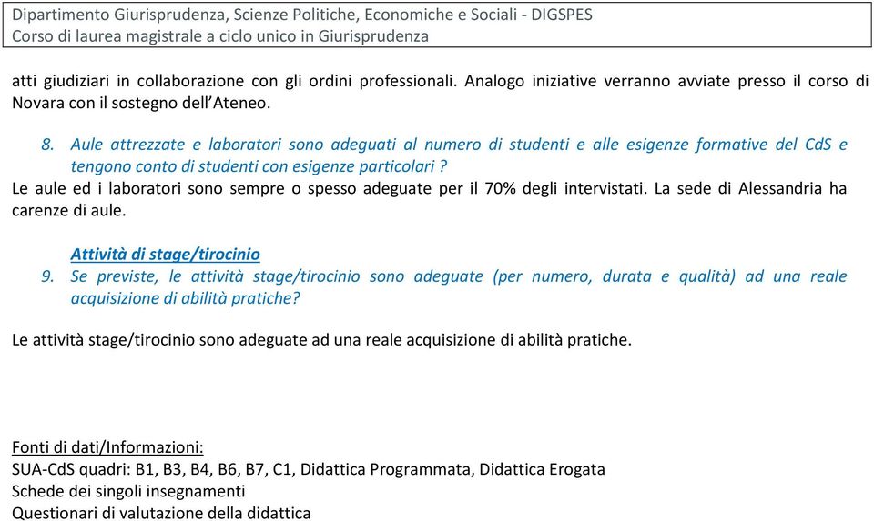 Aule attrezzate e laboratori sono adeguati al numero di studenti e alle esigenze formative del CdS e tengono conto di studenti con esigenze particolari?