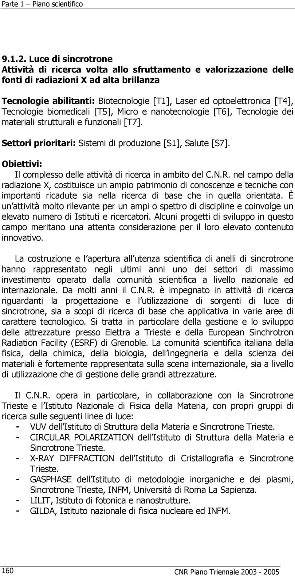 [T4], Tecnologie biomedicali [T5], Micro e nanotecnologie [T6], Tecnologie dei materiali strutturali e funzionali [T7]. Settori prioritari: Sistemi di produzione [S1], Salute [S7].