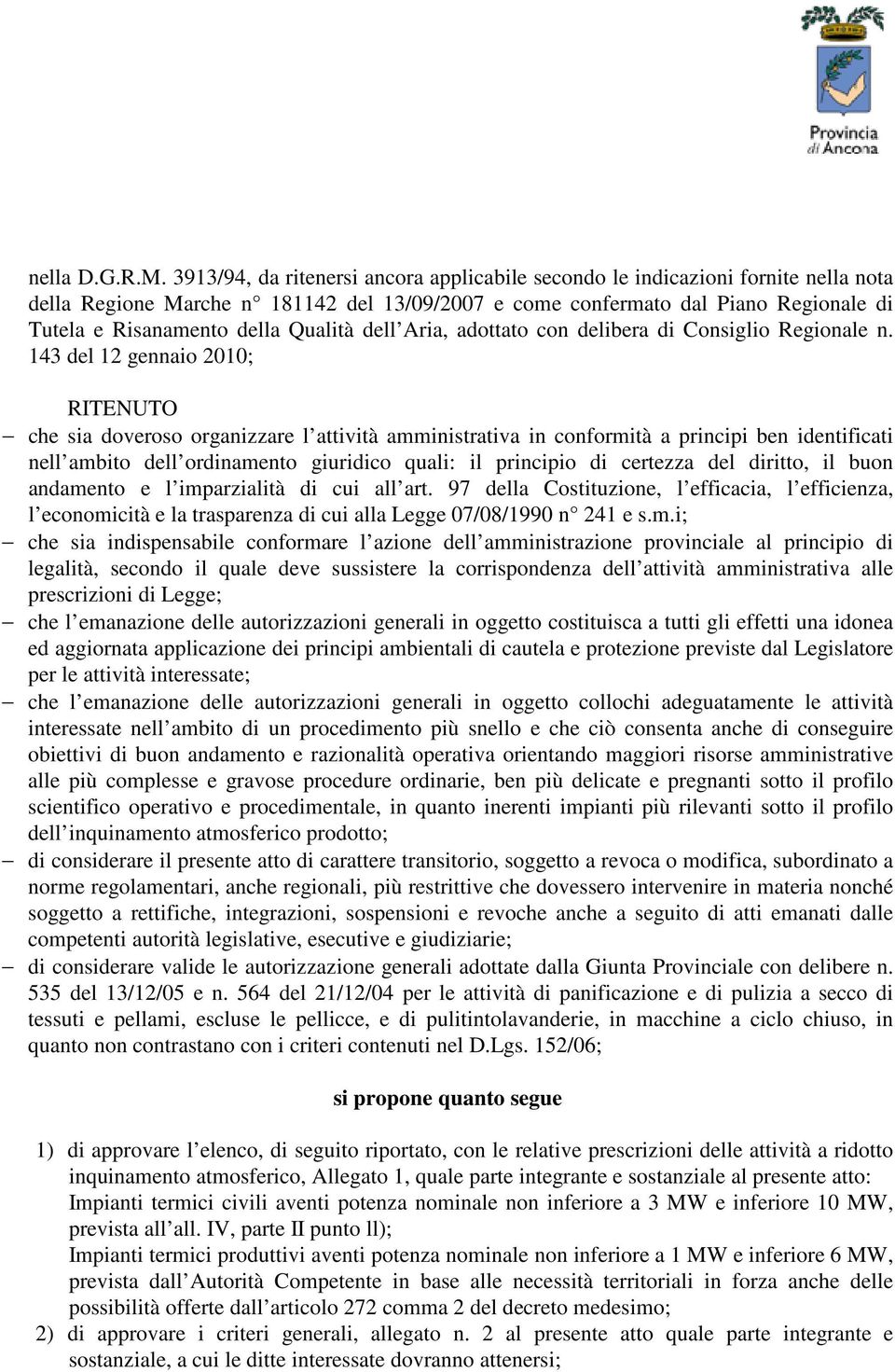 Qualità dell Aria, adottato con delibera di Consiglio Regionale n.