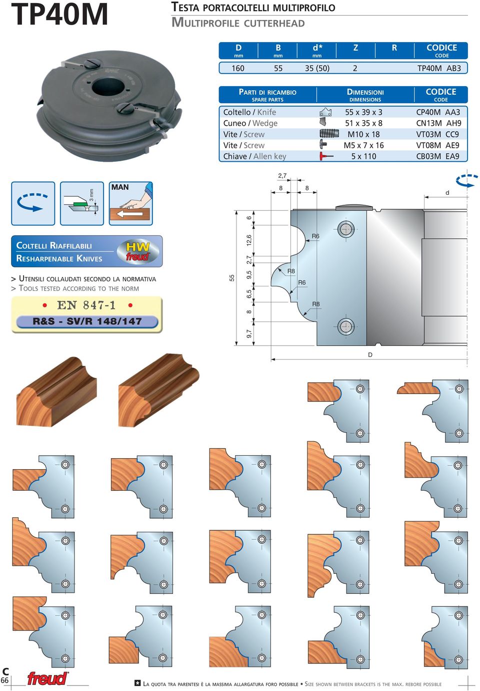 hiave / llen key 5 x 110 03M E9 2,7 3 mm 8 8 12,6 6 OLTELLI RIFFILILI R6 RESHRPENLE KNIVES 2,7 > UTENSILI OLLUTI SEONO L NORMTIV > TOOLS TESTE