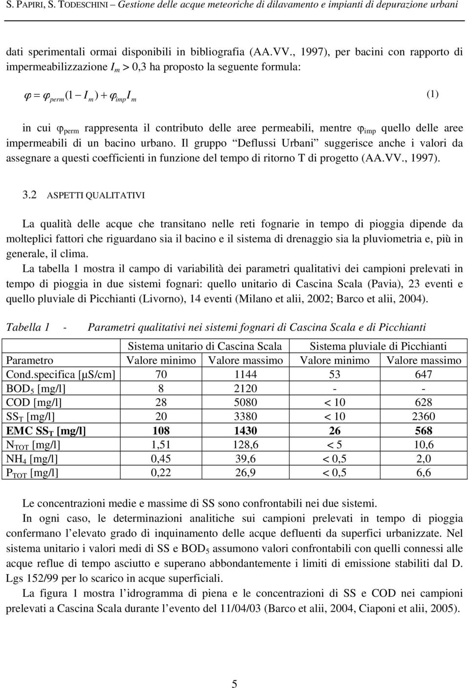 mentre ϕ imp quello delle aree impermeabili di un bacino urbano.