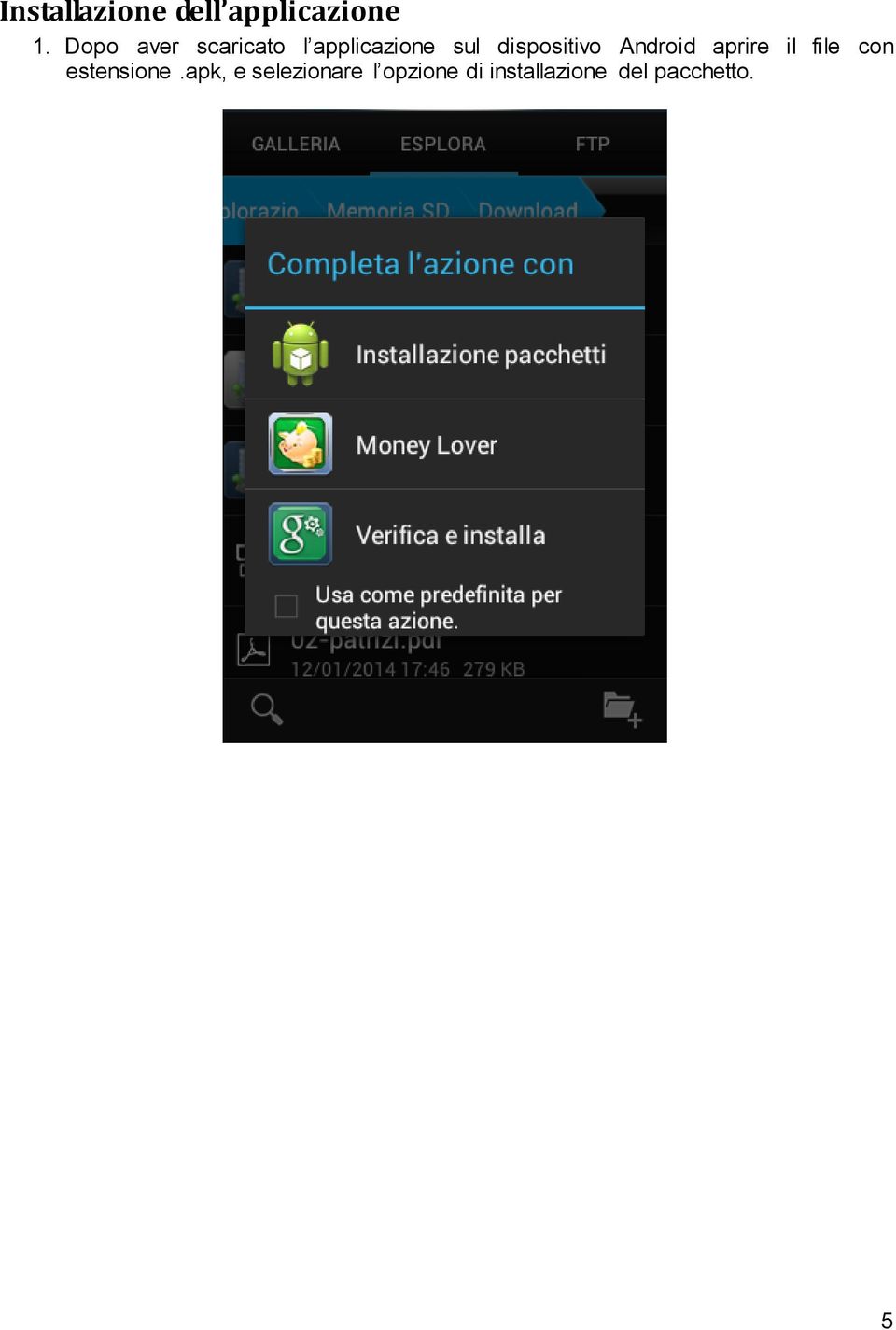 dispositivo Android aprire il file con