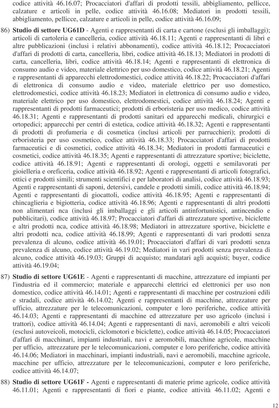 11; Agenti e rappresentanti di libri e altre pubblicazioni (inclusi i relativi abbonamenti), codice attività 46.18.