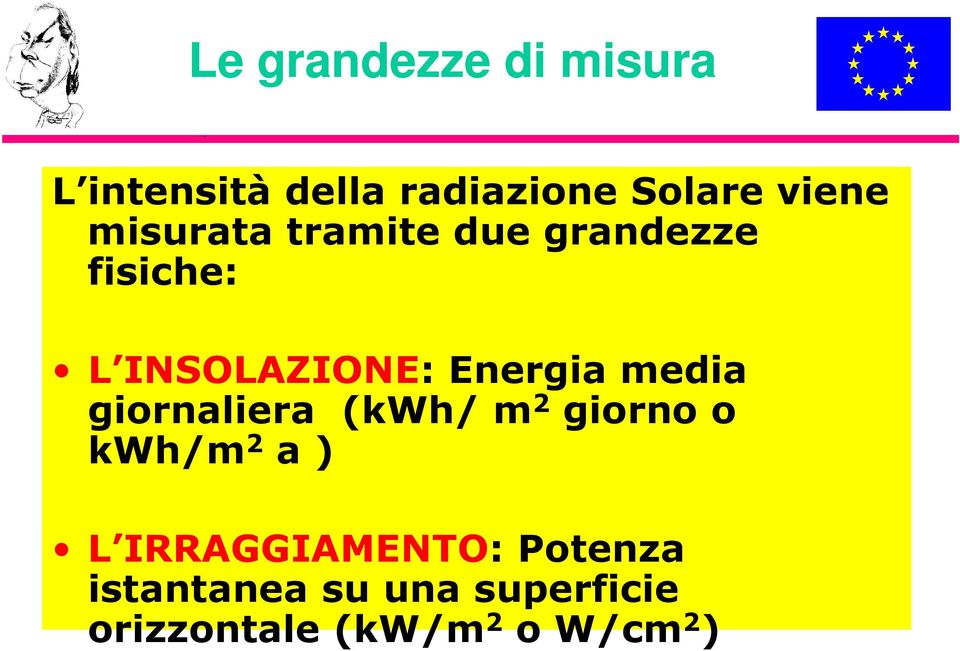 media giornaliera (kwh/ m 2 giorno o kwh/m 2 a ) L IRRAGGIAMENTO: