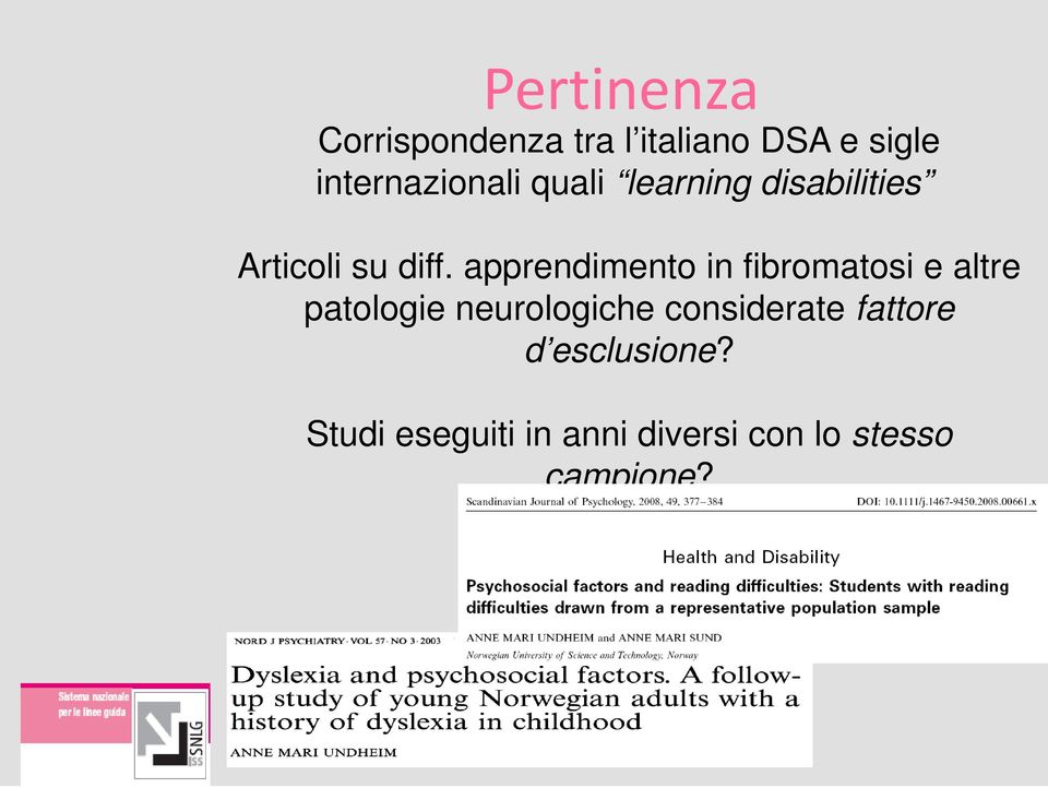 apprendimento in fibromatosi e altre patologie neurologiche