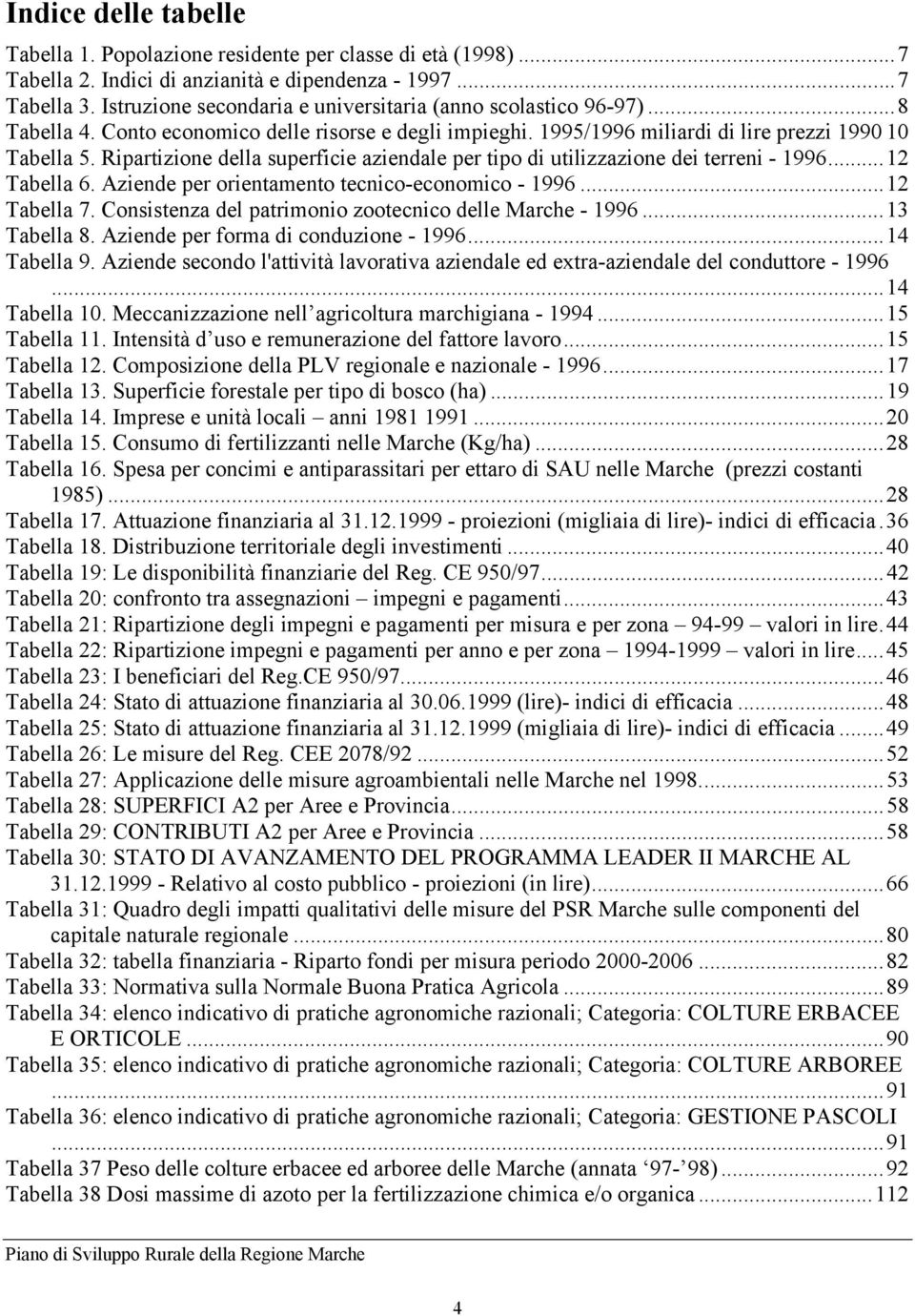 Ripartizione della superficie aziendale per tipo di utilizzazione dei terreni - 1996...12 Tabella 6. Aziende per orientamento tecnico-economico - 1996...12 Tabella 7.