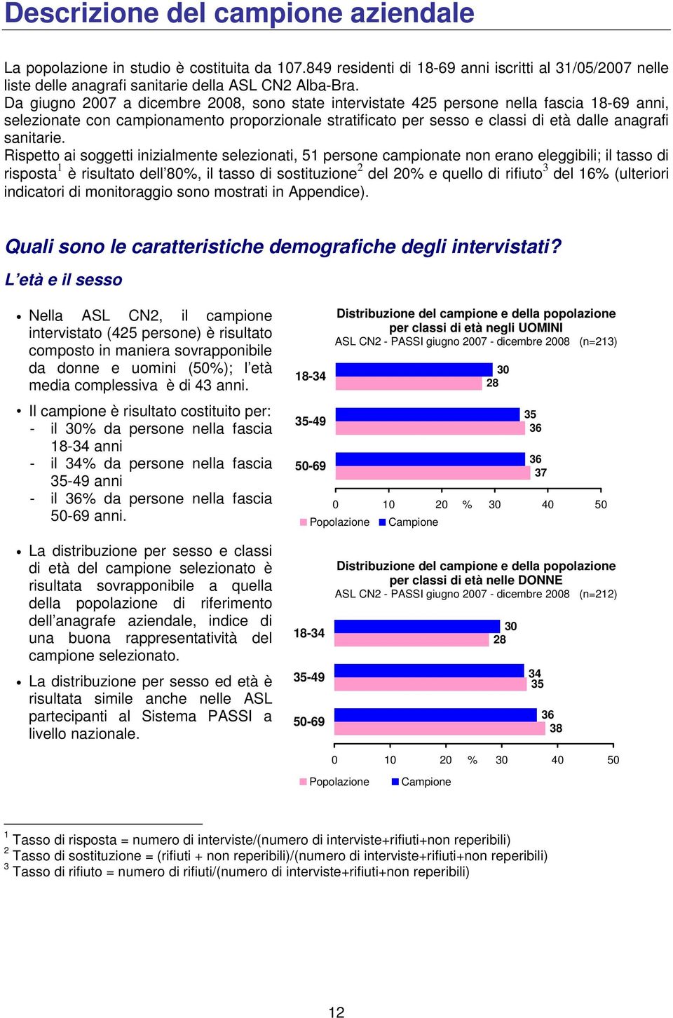 Rispetto ai soggetti inizialmente selezionati, 51 persone campionate non erano eleggibili; il tasso di risposta 1 è risultato dell 8, il tasso di sostituzione 2 del 2 e quello di rifiuto 3 del 16