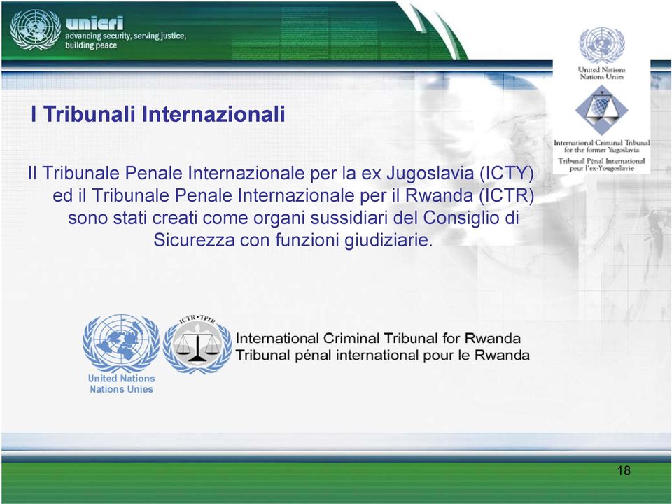 Internazionale per il Rwanda (ICTR) sono stati creati come