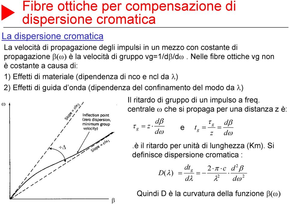 elle fibre ottiche vg o è state a causa di: w 1 Effetti di materiale (dipedeza di e da l Effetti di guida d oda (dipedeza del fiameto del modo da