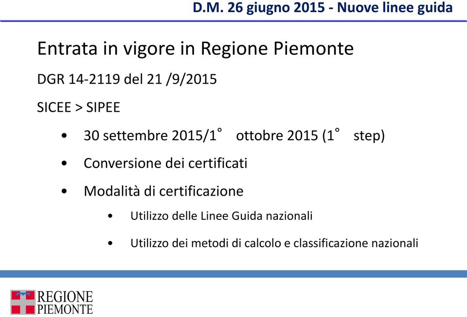 2015 (1 step) Conversione dei certificati Modalità di certificazione Utilizzo