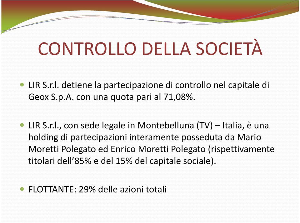 , con sede legale in Montebelluna (TV) Italia, è una holding di partecipazioni interamente