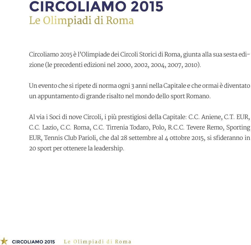 Un evento che si ripete di norma ogni 3 anni nella Capitale e che ormai è diventato un appuntamento di grande risalto nel mondo dello sport