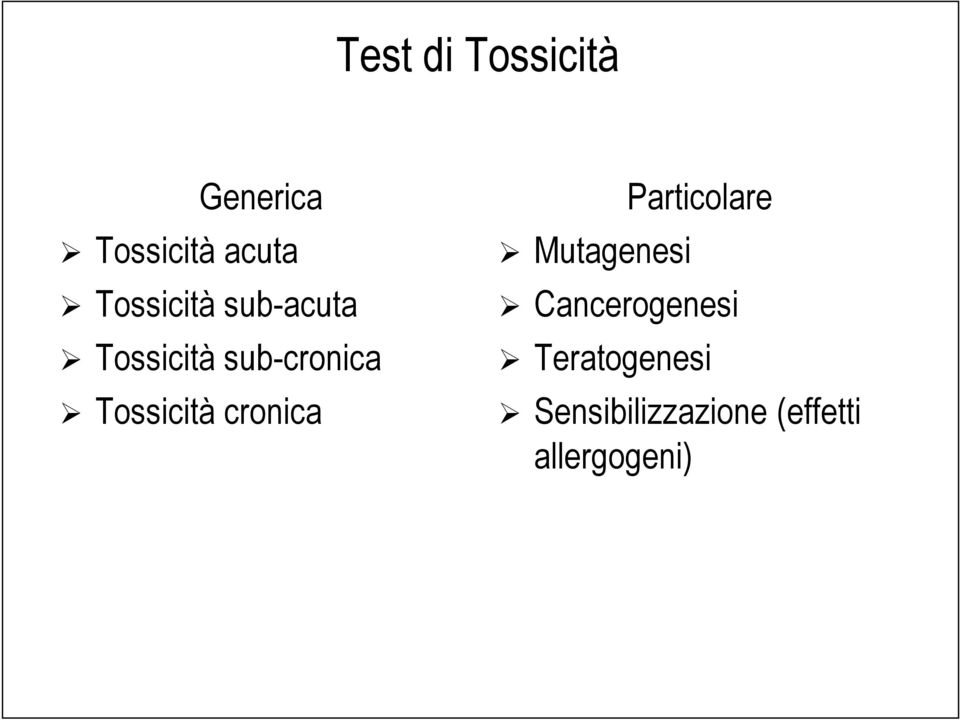 Tossicità cronica Mutagenesi Particolare