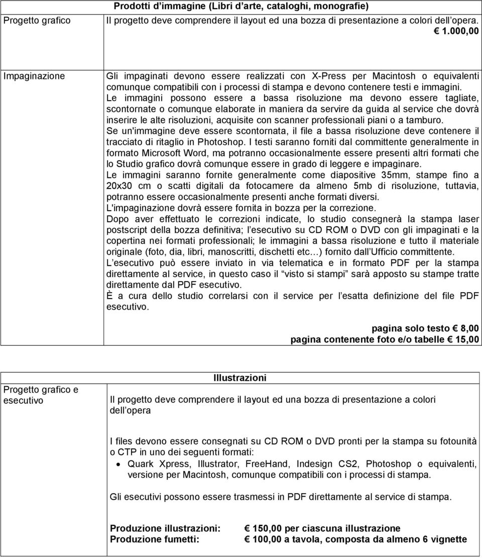 Le immagini possono essere a bassa risoluzione ma devono essere tagliate, scontornate o comunque elaborate in maniera da servire da guida al service che dovrà inserire le alte risoluzioni, acquisite