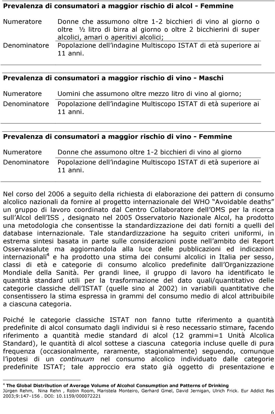 Prevalenza di consumatori a maggior rischio di vino - Maschi Numeratore Denominatore Uomini che assumono oltre mezzo litro di vino al giorno; Popolazione del indagine Multiscopo ISTAT di età